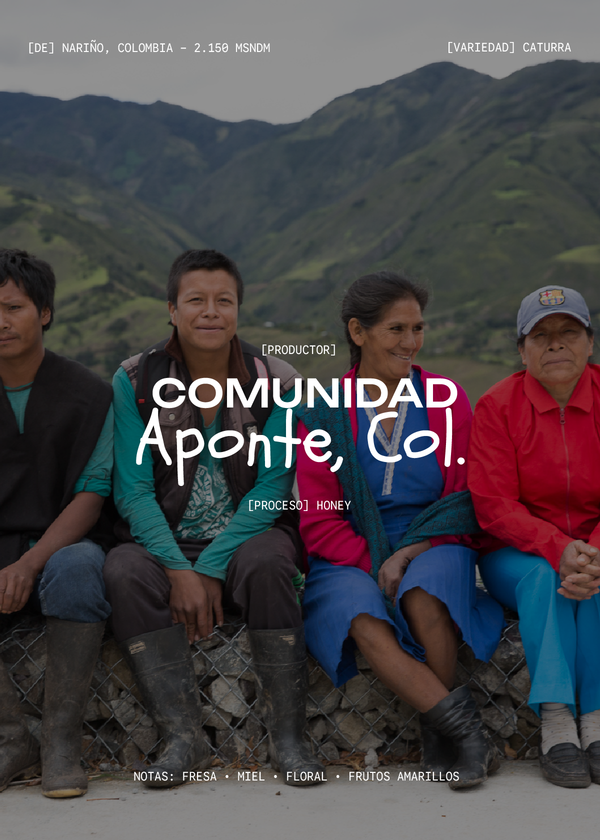 Café co(moon) ‘Comunidad Indigena de Aponte' en grano. 100% Colombia. Proceso honey.