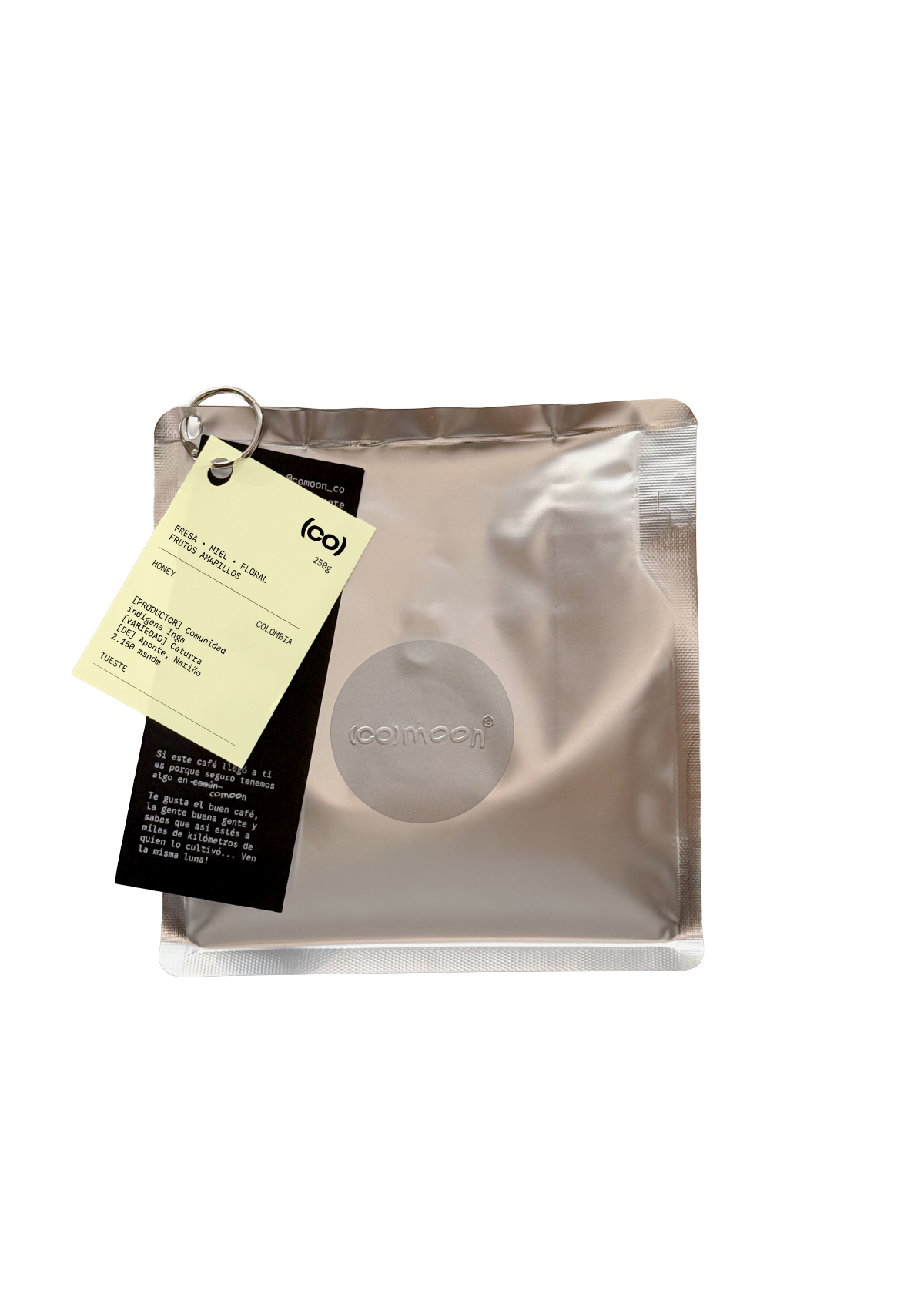 Café co(moon) ‘Comunidad Indigena de Aponte' en grano. 100% Colombia. Proceso honey.