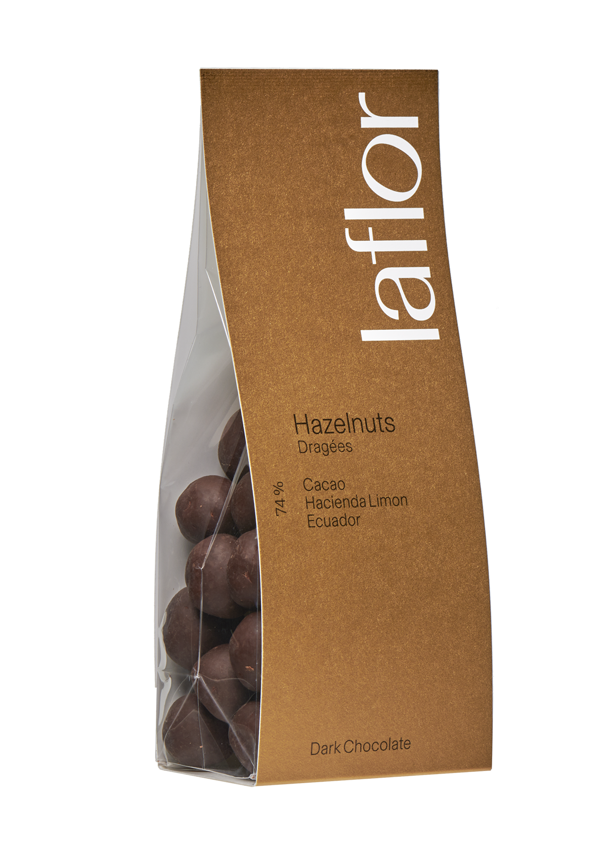 Hazelnuts Dragées, cubiertas en Hacienda Limón, Ecuador, 74% Cacao , Dark Chocolate